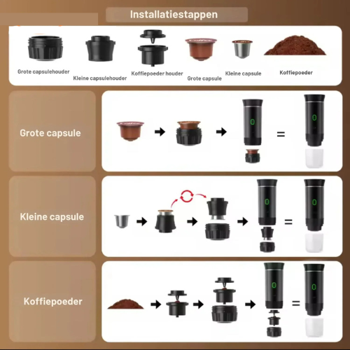 BrewMaster™ 3-in-1 | Draagbare Espressomachine voor Koffie