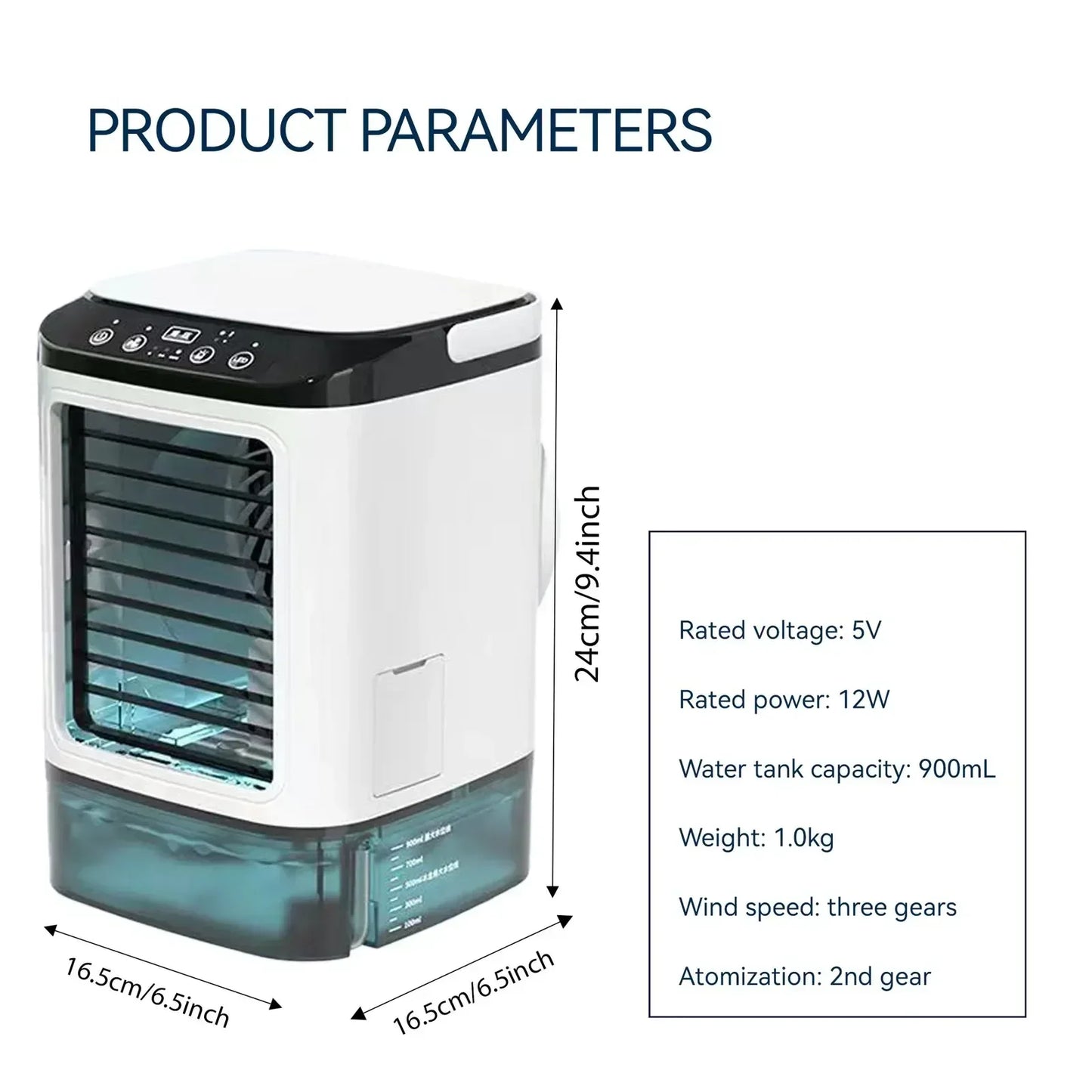 BreezeGlow™ – Draagbare Aircooler met LED & Watertank