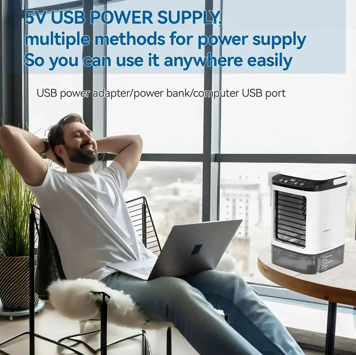 BreezeGlow™ – Draagbare Aircooler met LED & Watertank